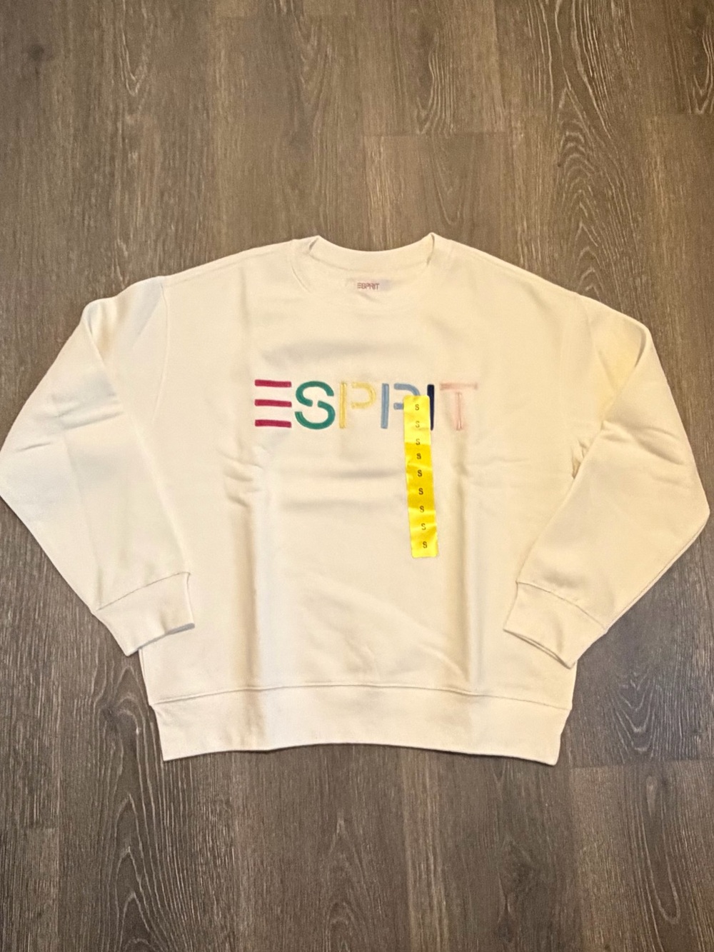 Esprit Crewneck Sweatshirt White Retro Logo NWT Size Small 80s Style - Picture 2 of 6